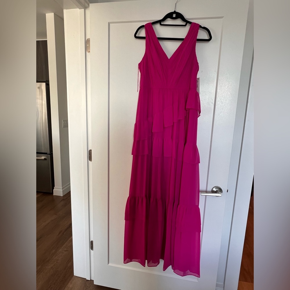 Aidan Aidan Matrix Asymmetrical Gown w Ruffle Size 8 NWT